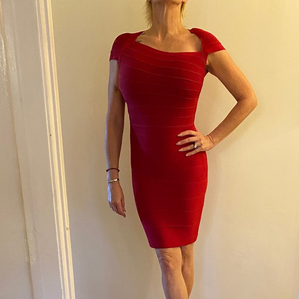 Herve Leger Dark Pink Dress